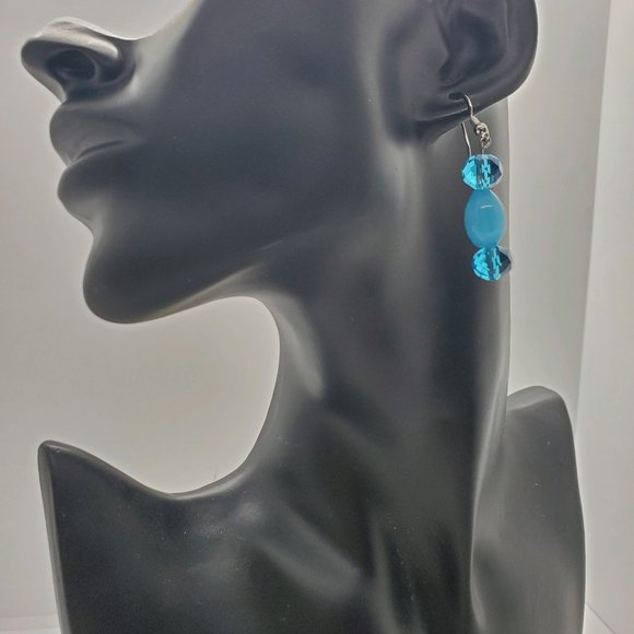 Blue Glass Beaded Earrings - Picture 3 of 6